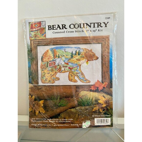 Bear Country Counted Cross Stitch KIT 2349 Joyce Cleveland Design Works 12"x19" - Picture 2 of 6